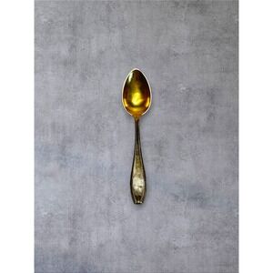 German 800 Silver Demitasse Salt Spoon 4.25in Gold Wash Art Deco Hallmarked